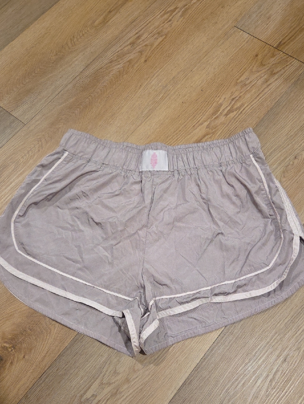 Free People Athletic Shorts in Light Taupe with Cream Trim